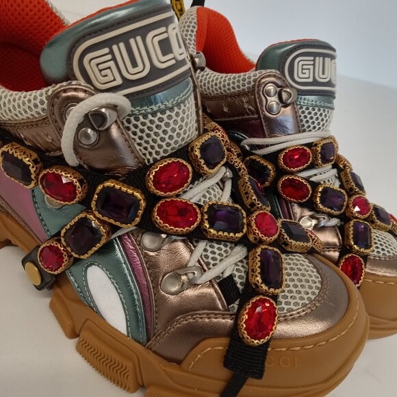 GUCCI Women's 'Multicolor' Flashtrek Sneakers w/ Crystals - EU36/US6 - Picture 8 of 13